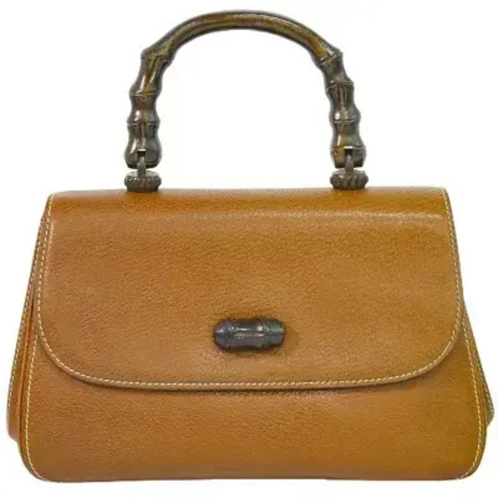 Gucci Bamboo 2Way Top Handle Bag Leather Brown